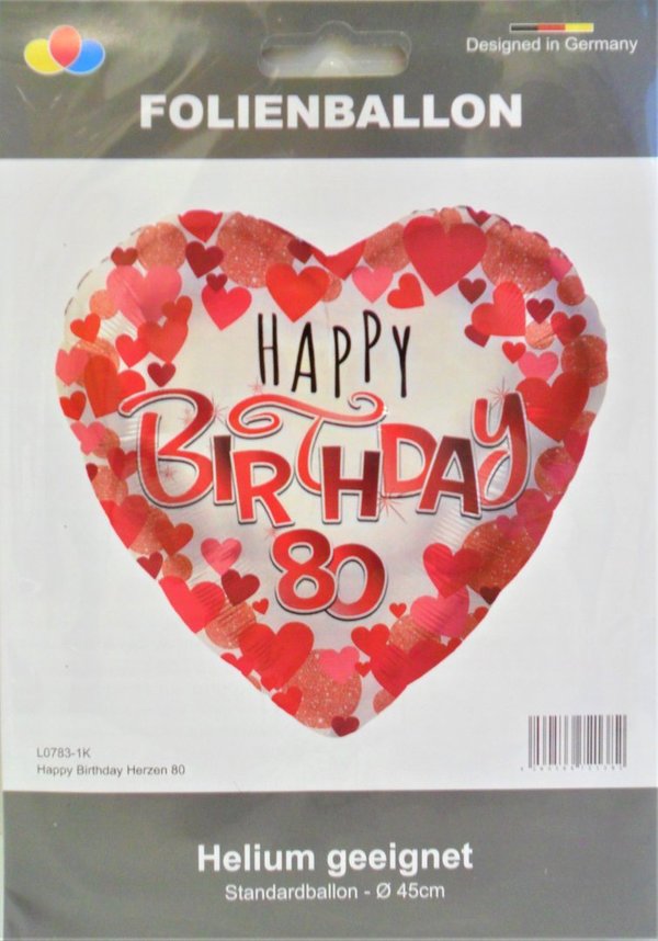 1 Folienballon Ø 45cm - Happy 80th Birthday