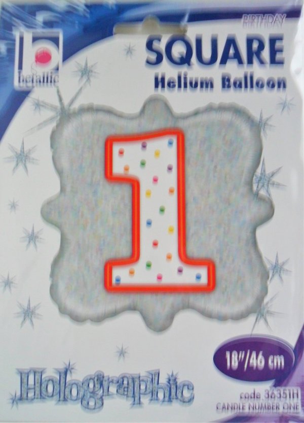 1 Folienballon  Ø 46cm - Kerze "1"