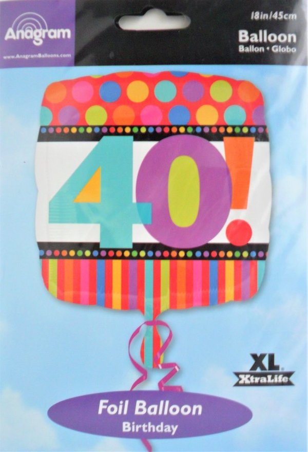1 Folienballon Ø 45cm - Zahl 40