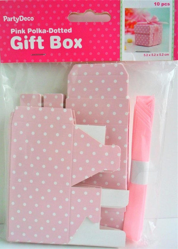 10 Geschenkboxen  Pink Polka-Dots  5,2cm