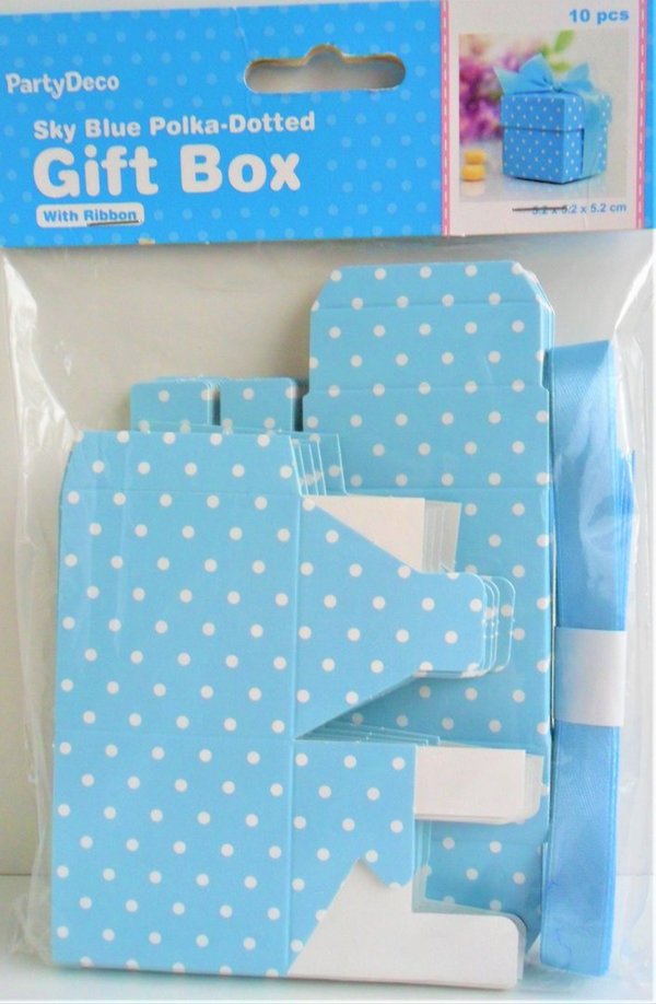 10 Geschenkboxen  Sky Blue Polka Dots  5,2cm
