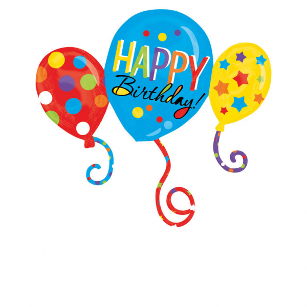 1 Folienballon Super Shape 86 x 78 - Ballon Trio Happy Birthday