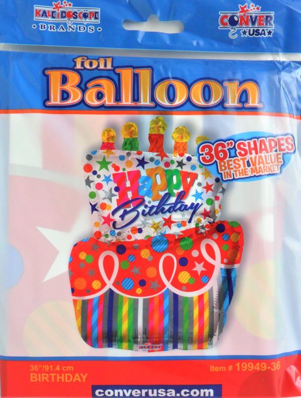 1 Folienballon  91,4cm - Happy Birthday Geburtstagstorte
