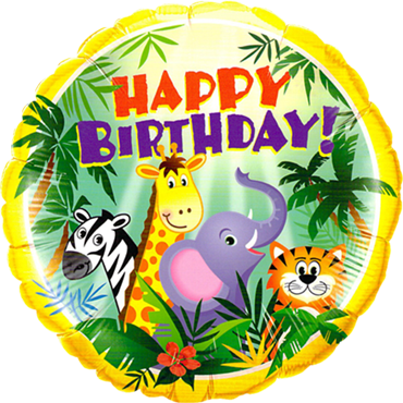 Folienballon - Happy Birthday Jungle Friends - 46cm