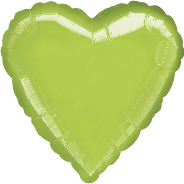 1 Folienballon - Herz - Limonengrün - 45cm