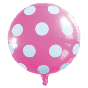 Folienballon rund " Dots Punkte" Rosa - 46m