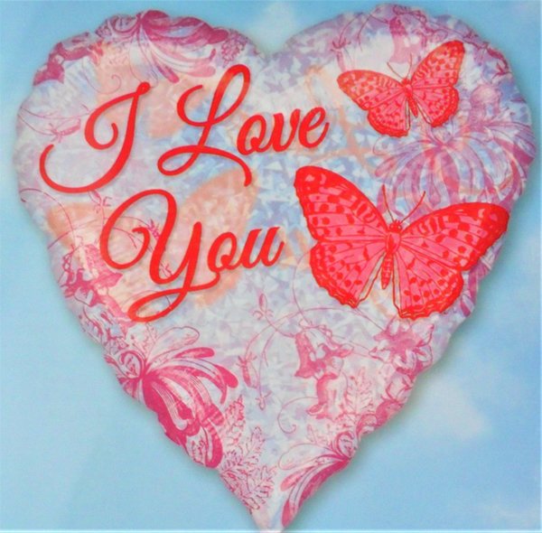 Kunstoffballon "I Love you" Schmetterling 45cm