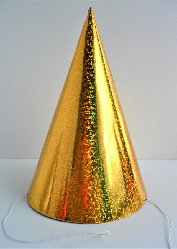 1 Partyhut - Holographic Gold - 16cm