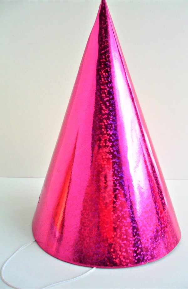 1 Partyhut - Holographic Pink - 16cm