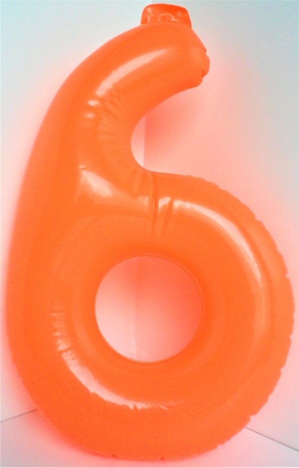 PVC Zahlenballon  "6"  35 cm, orange