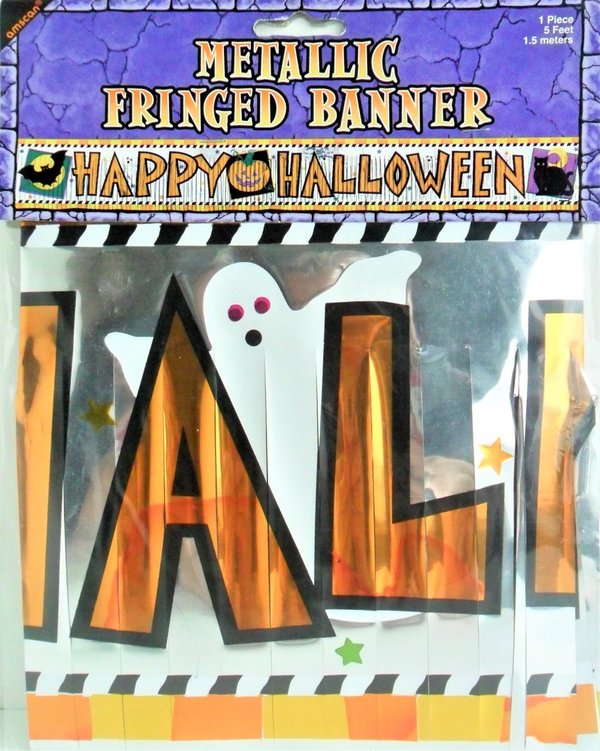 Metallic Fransenbanner "Happy Halloween" 150cm
