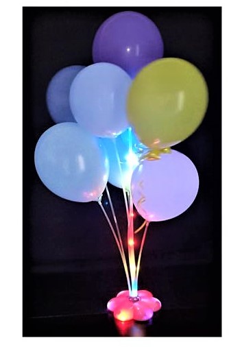 Drehender Ballonständer mit 7 Ballonstäben und LED-Schnur