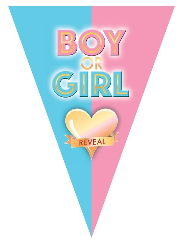 Fahnengirlande Boy or Girl - Reveal - 5 m
