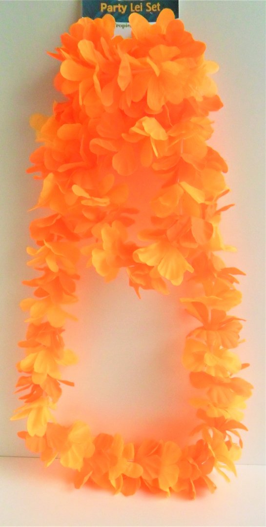 Blumenkette Hawaii Neon Orange - 4 teilig