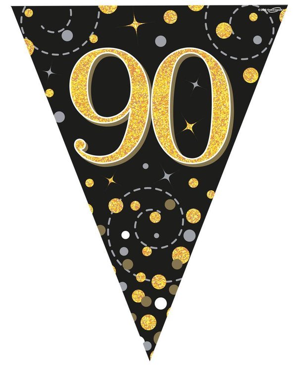 Party Wimpelkette "90" Black & Gold