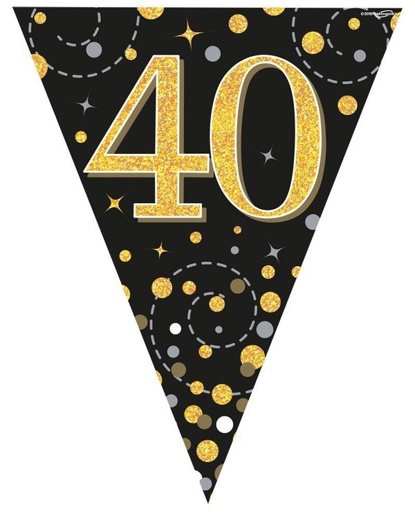 Party Wimpelkette "40" Black & Gold