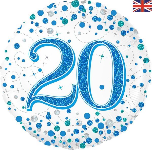 Oaktree 20. Sparkling Fizz Geburtstag Blau Holographic