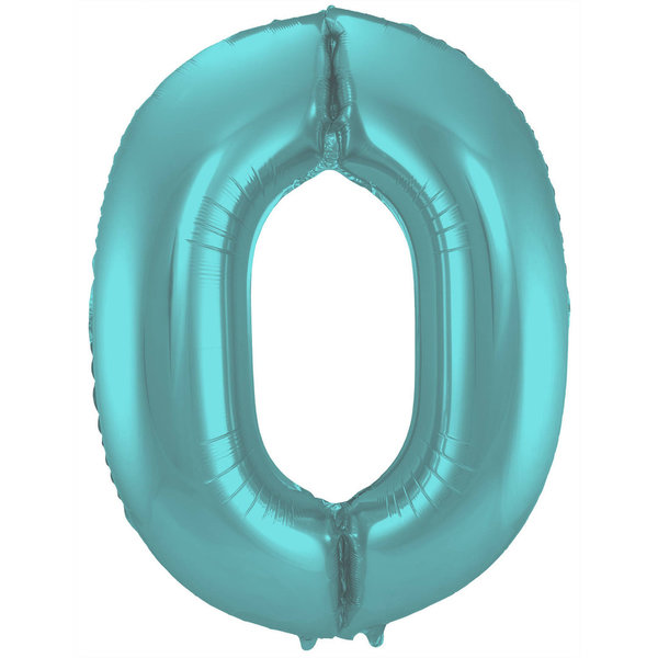 Folienballon Zahl -0- Pastel Aqua Metallic Mint - 86cm