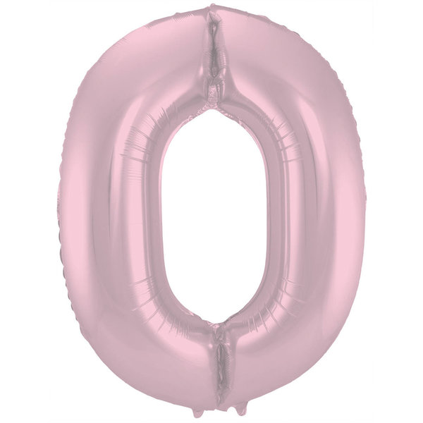 Folienballon Zahl - 0 - Pastellrosa Metallic Matt - 86 cm