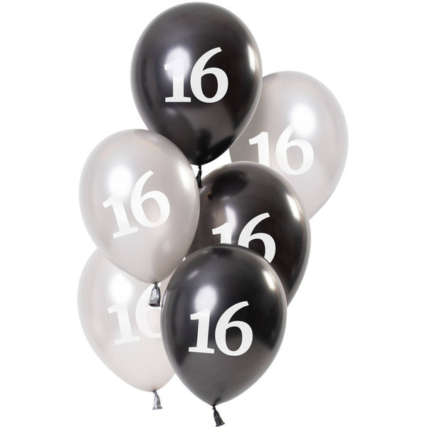 Ballons Glossy Black  "16 Jahre" - 23cm