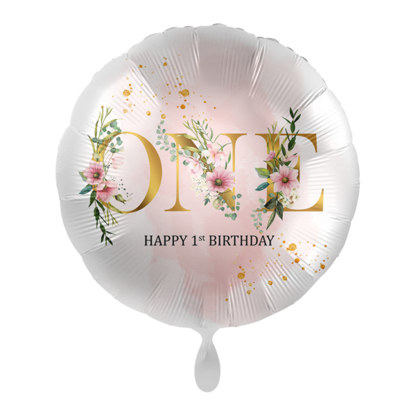 1 Folienballon - Happy 1st Birthday "ONE"