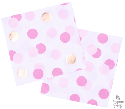 16 Papierservietten Pink & Gold Dots
