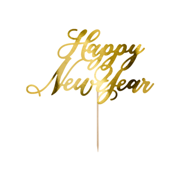 1 Cake Topper "Happy New Year" - Gold
