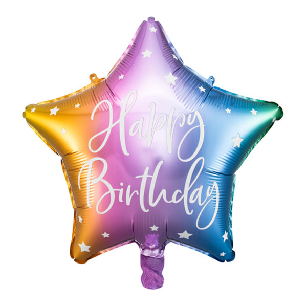 1 Folienballon - Happy Birthday Star - Rainbow