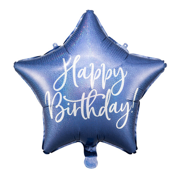 1 Folienballon - Happy Birthday Star - Navy Blue