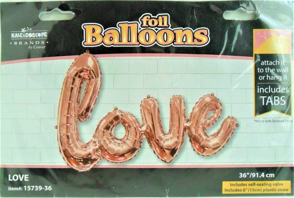 Folienballon Schriftzug "LOVE" - Rosegold - 91,4 m