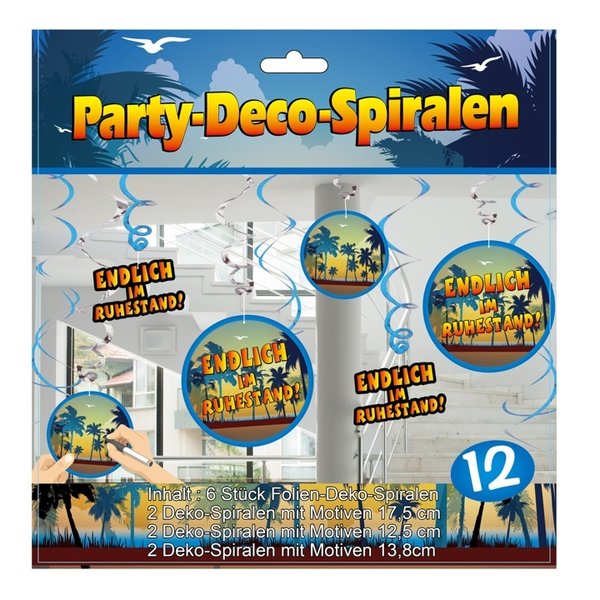 Party-Spiralen "Ruhestand", 12-tlg.