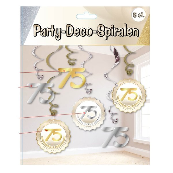 Party-Spiralen "75", silber/gold, 6-tlg.