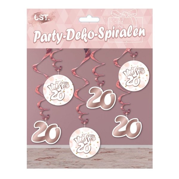 Party-Spiralen "Miss 20", rosegold, 6-tlg.