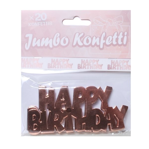 Jumbo-Konfetti "Happy Birthday", 20-tlg., rosegold