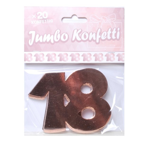 Jumbo-Konfetti "18", 20-tlg., rosegold